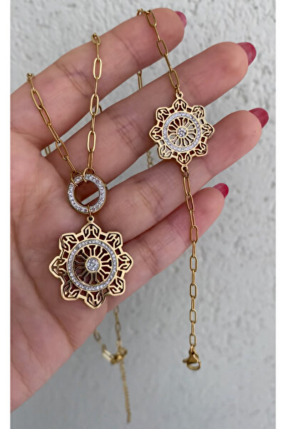 Olala Aksesuar Çelik kolye ve bileklik kombini duş deniz havuz kararmaz alerjik