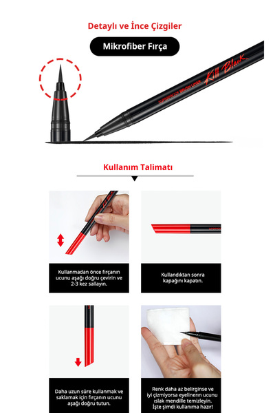 CLIO İnce, Mikrofiber Fırça Uçlu Kalem Eyeliner Superproof Brush Liner Kill Brown (02 BROWN)