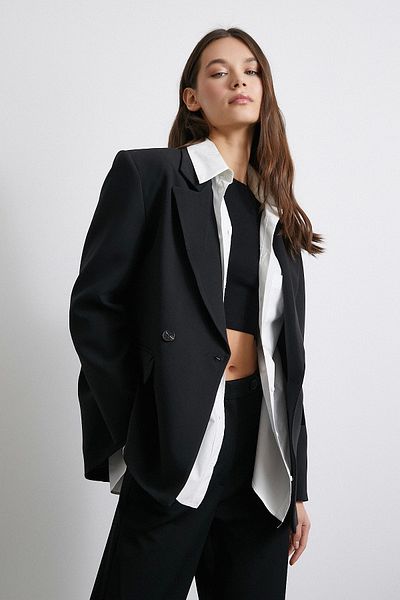 Never more Classic Black Polyviscon Jacket