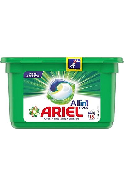 Ariel 3in1 Pods, Original Scent, Liquid Detergent, Powerful Stain Remover, 6x15 Pods (90 Capsules)