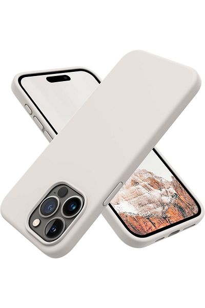AWH جراب iPhone 15 Pro – غطاء سيليكون نحيف مقاوم للصدمات باللون الحجري (6.1 بوصة)