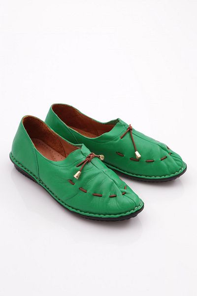 DGN Women's Stitching Detailed Ballerina Ballet Grass Green 1533232110