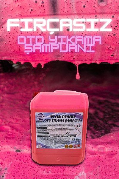 Apex Pembe Renkli Oto Yıkama Köpüğü, 5 Kg Konsantre Renkli Şampuan, Pembe Köpük Oto Yıkama Süngeri Hediye