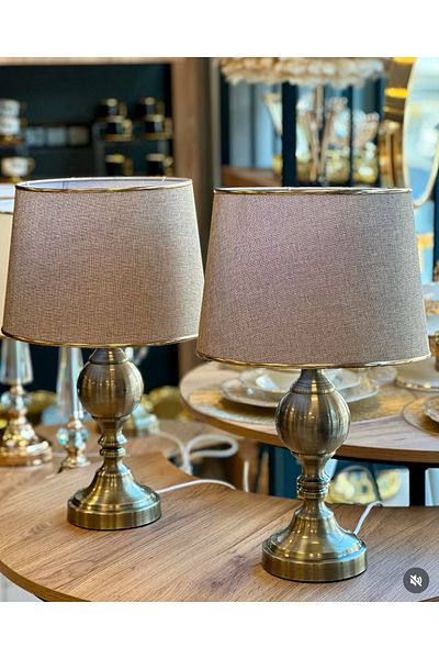1araba1ev Gold Cream Modern Set of 2 Lampshade