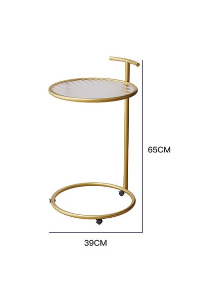 sharpdo Round Side Table, Transparent Glass End Table with Metal Frame, Modern Coffee Table for Living Room