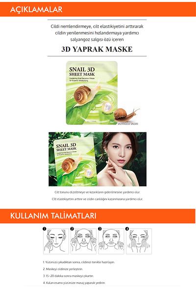 Missha قناع ورقي ثلاثي الأبعاد - قناع ورقي للحلزون مرطب يحتوي على خلاصة إفراز الحلزون