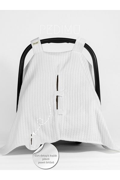 Pedimu Winter Pique Fabric White Color Velcro Stroller Cover 100% Cotton