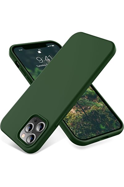 AWH جراب iPhone 12 Pro Max (6.7 بوصة) - سيليكون سائل ناعم كالحرير، حماية كاملة للجسم، أخضر نفل.