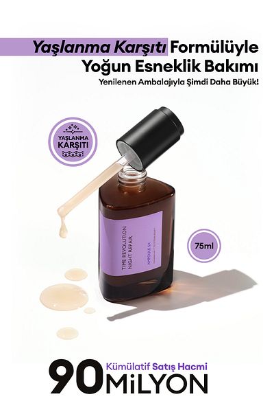Missha Time Revolution Night Repair Ampoule - with Fermented Content, Total Anti-Aging, 75ml