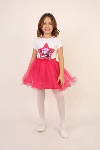 Dıgıl Kids Pink Line Skirt Starry T-Shirt Girl's Top and Bottom Set April 23 May 19 Show Clothes