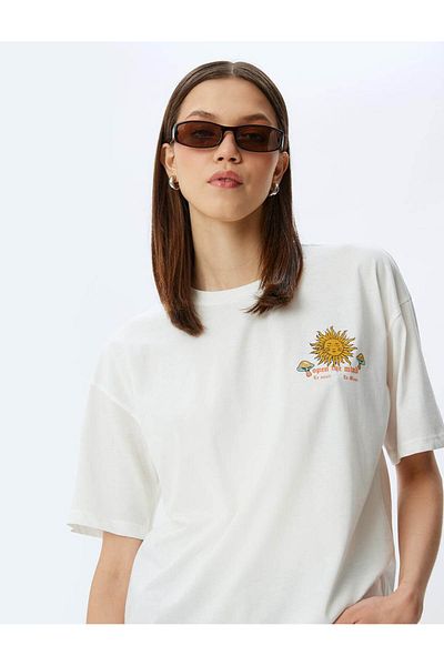 Koton Oversize Back Mystic Print Crew Neck Short Sleeve T-Shirt