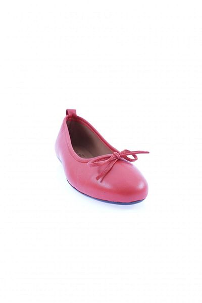 DGN Women's Bow Detailed Ballerinas Genuine Leather Red 31232110