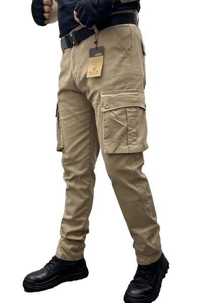 Polviton Men's Gabardine Lycra Cargo Pants - Regular Fit