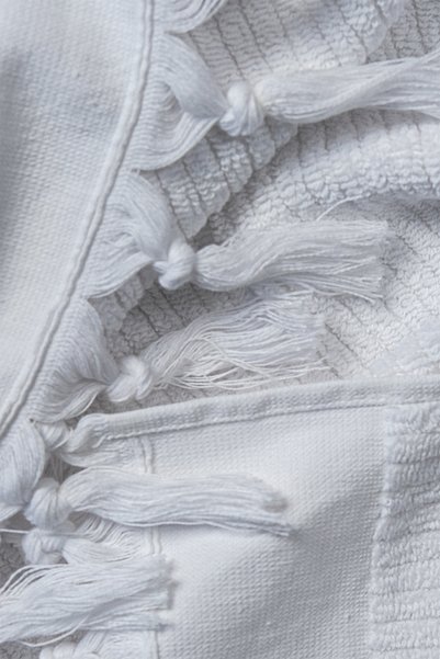 Arelina Textile 100% Cotton 50x90 Rib Pattern White Bath Towel