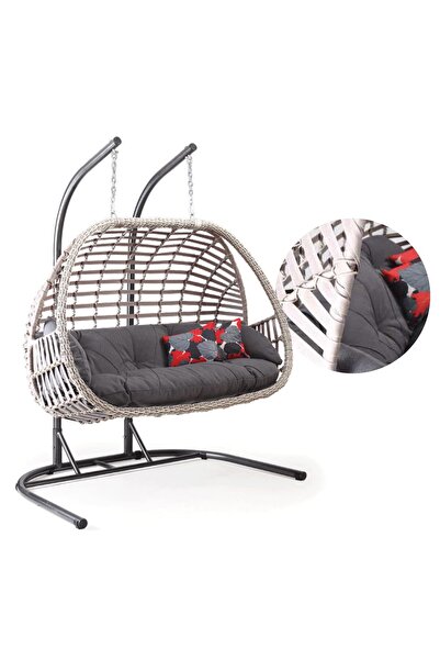 Capri Swing Oylat Çiftli Rattan Bahçe Salıncağı | Balkon Salıncağı