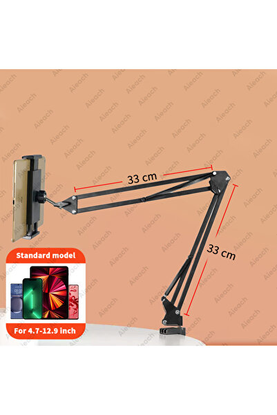 Choice1 حامل تابلت أسود قياسي للسرير مع ذراع معدني طويل وحامل iPad وحامل تابل...