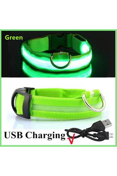 Choice M 37-46 CM Green USB Charging 3 Modes Dog Luminous Charge Collar Led Usb Cat Dogs Collars Detachable