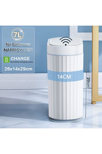 Choice 7L Grey charge 7/9L Automatic Sensor Trash Can Fashionable Roman Striped Bathroom Toilet Smart Trash