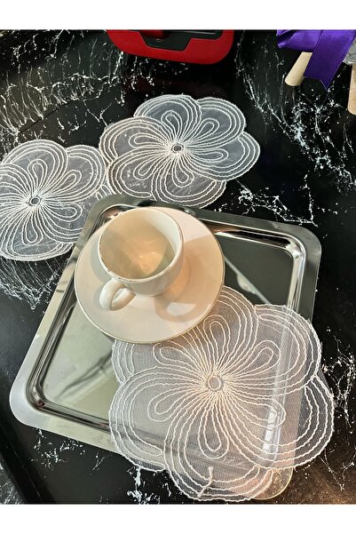 Butik Sunumlu kahve kokteyl 6 lı imza tekstil Aplik Runner piyasa desen