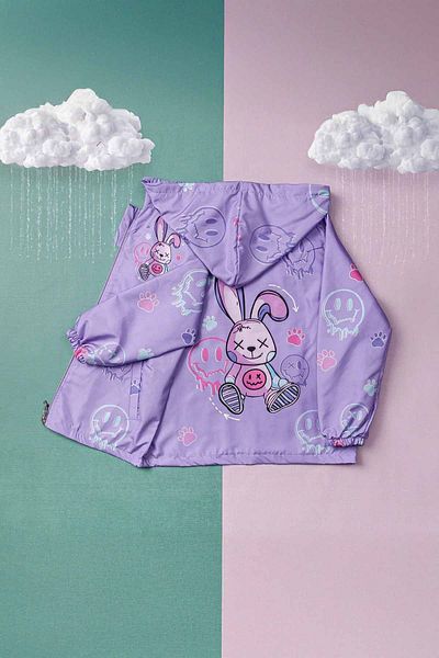Minigimin Cicileri 5-8 Years Old Female Child Smile Rabbit Print Lining Raincoat