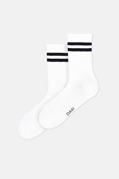 Dagi Weiße Herren-Sportsocken mit Streifenmuster im 2er-Pack