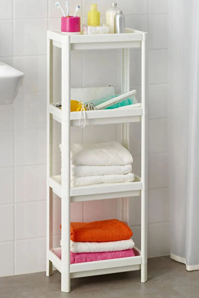 Binbirreyon 4 Katlı Plastik Banyo Rafı Sepetli Raf Sistemi 101cm LD049
