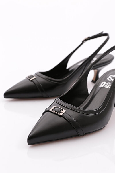 DGN Kadın Üstü Kemer Süslemeli Topuklu Ayakkabı Siyah Mat 7972535