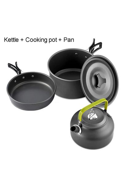 Choice 3-piece set Camping Cookware Set Aluminum Nonstick Portable Outdoor Tableware Kettle Pot Cookset Co
