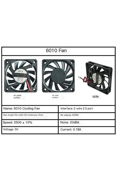 Choice لا يوجد RGB أسود 6010 40 مم × 40 مم × 10 مم 50 مم × 50 مم × 10 مم 60 مم × 60 مم × 10 مم 5 فولت 2 دبوس تيار مستمر مروحة تبريد صامتة وحدة المعالجة المركزية