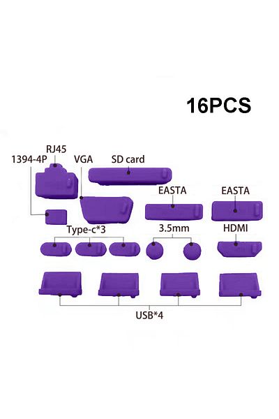 Choice 16pcs Purple 1set/16pcs Silicone Notebook Anti Dust Plug Cover Stopper Type C Laptop Dustproof USB P