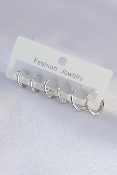 Celira Brass Silver Color Oval Earring Set