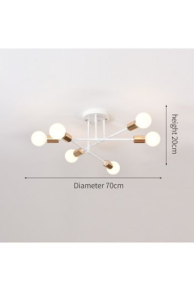 ludengchaoshi Without light bulb White Golden Retro Industrial Wrought Iron Material 6Heads LED Ceiling Lamp Home