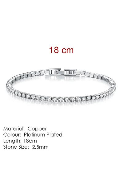 Choice 2.5mm Kc128-18cm Silver Color 2.5/3/4/5mm Zircon Tennis Bracelet For Women Men Dazzling Crystal Hand