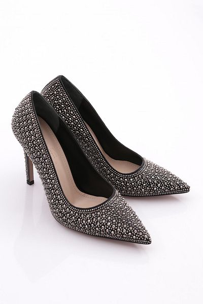DGN 189 Pantofi de damă cu toc înalt Black Platinum Stone