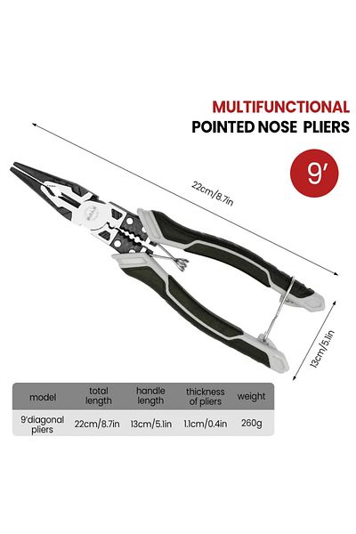 Choice 9inch Long Filatnose Airaj Multifunctional Universal Diagonal Pliers Hardware Wire Cutters Professio