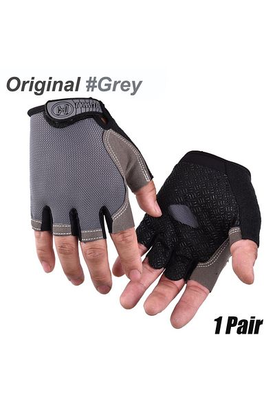 M Original-Gray 1Pair Cycling Gloves for Men & Women, Anti Slip Shock Absorbing Biking Gloves Half F