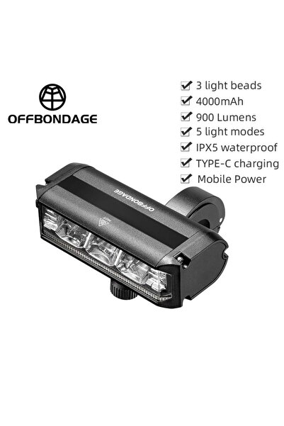 Choice HYY900 OFFBONDAGE مصباح أمامي للدراجة بقوة 900 لومن وبطارية 2000 مللي ...