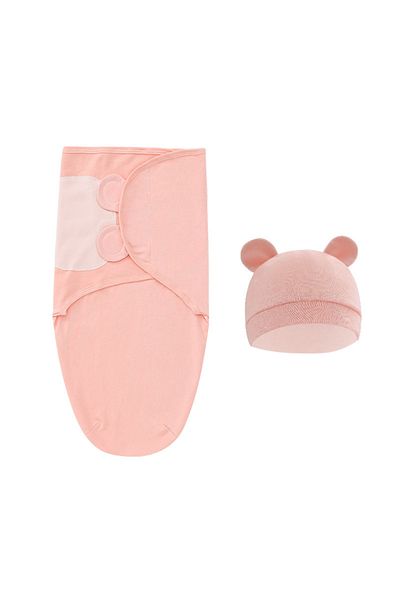Choice Pink sets Muslin Newborn Sleeping Bag Hat Set Cotton Baby Swaddle Blanket Wrap Adjustable New Born S