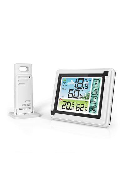 Aideepen With 1 Sensor Digital Thermometer Weather Station Indoor Outdoor Wireless Temperature Humidity Meter