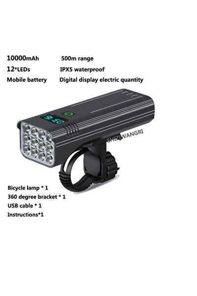 Choice 10000mAh-12LED 10000mAh مصباح دراجة USB LED قابل لإعادة الشحن مجموعة إ...