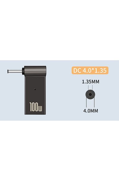 ALLOYSEED محول طاقة شاحن الكمبيوتر المحمول 4.0x1.35 مم Pd 100 واط موصل USB Type-c أنثى إلى مقبس DC ذكر P