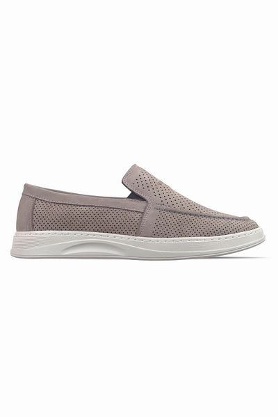 Lal Shoes & Bags Γκρι Παλ Ανδρικά Παπούτσια - Γνήσιο Δερμάτινο Ελαστικό Ραφή Λεπτομερής Casual Crown