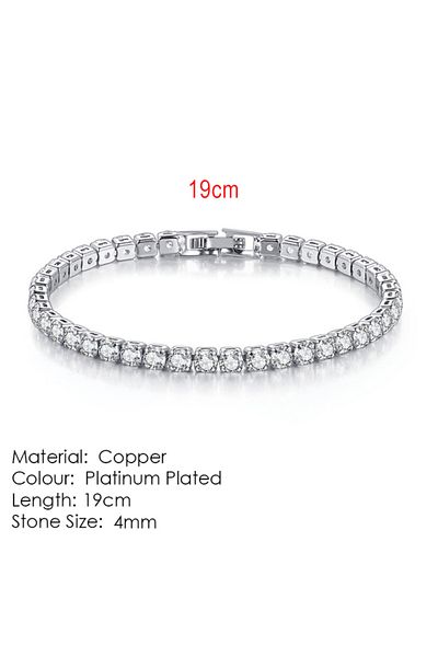 Choice 4mm H027-19cm Silver Color 2.5/3/4/5mm Zircon Tennis Bracelet For Women Men Dazzling Crystal Hand Ch