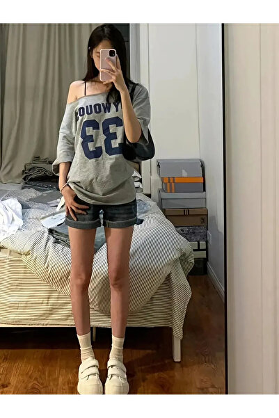 MANCY Women's Large Size Boat Neck Oywouos Printed Oversize 100% Cotton T-Shirt