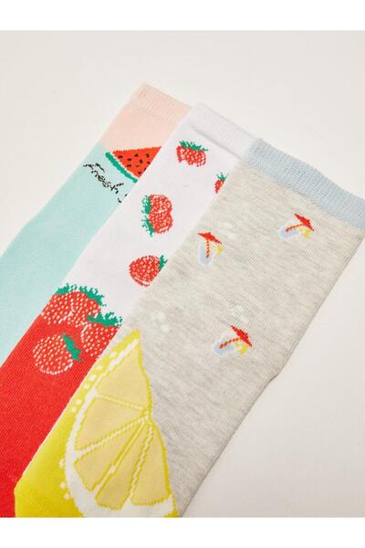 LC Waikiki Комплект от 3 шарени чорапи за момичета (S2)