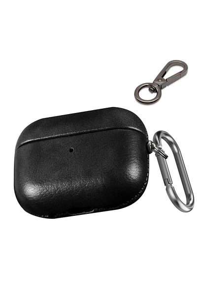 Choice Black Leather Case for Airpods Pro 2nd Gen Case Comes with 2 hooks Fine Textured Leather Protective