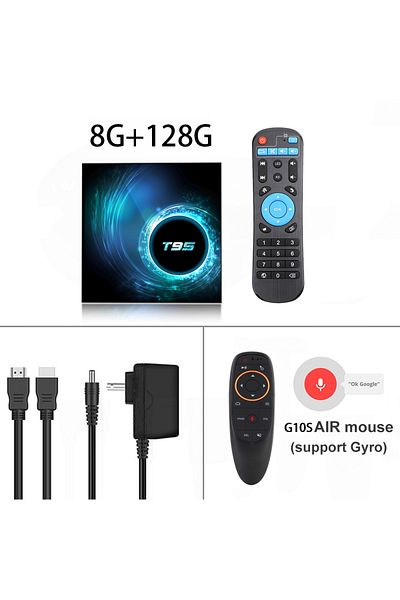 BLKJ Uk Plug 8g 128g Voice Remot Smart Tv Box 2025 T95 Plus Hd 6k Android 14 Allwinner H616 4gb 64gb 128g
