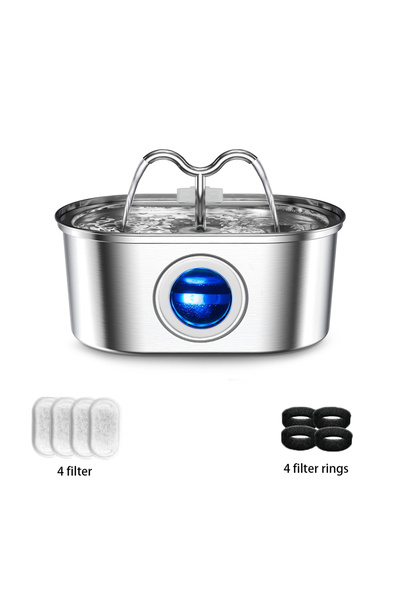 Choice مجموعة عناصر الفلتر 108 أونصة/3.2 لتر موزع مياه القطط من الفولاذ المقا...