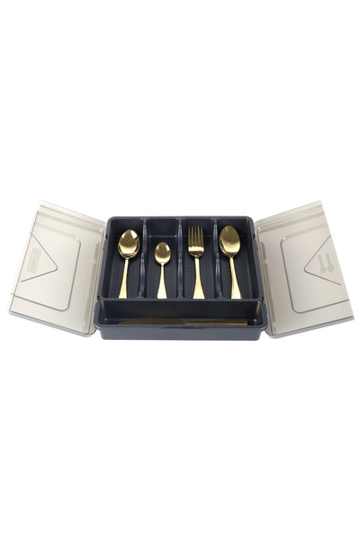 Choice منظم أدوات المائدة الأسود 31x30.5x5 سم لأدراج المطبخ وصندوق تخزين أدوا...