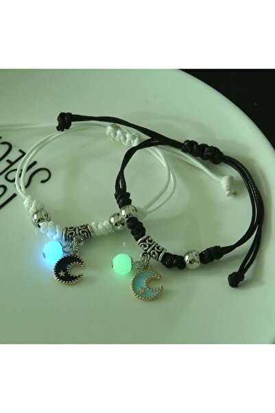 Choice BR22Y0267-7 2Pcs Luminous Star Cat Moon Couple Bracelet Kitten Flower Handmade Adjustable Rope Match